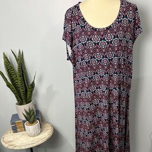 Dept222 Navy and Pink Floral Short Sleeve Dress Size 1X